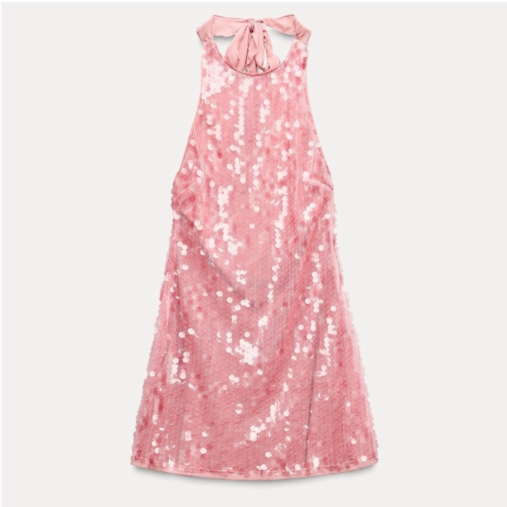 NWT ZARA pink sequin dress (XS)